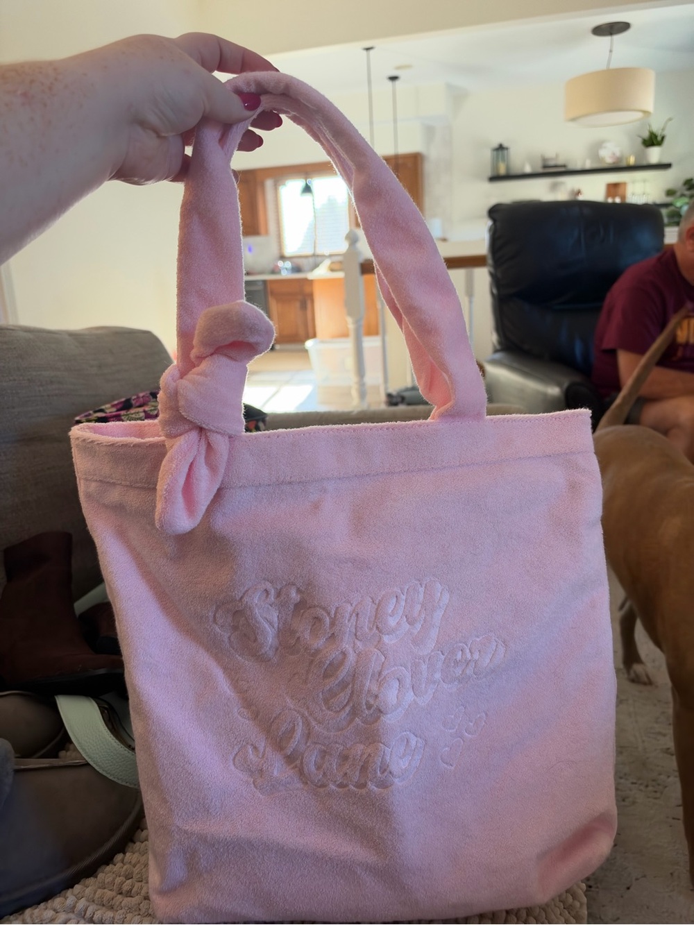 Stoney Clover Lane Light Pink Terry Cloth Tote with Knotted Handles